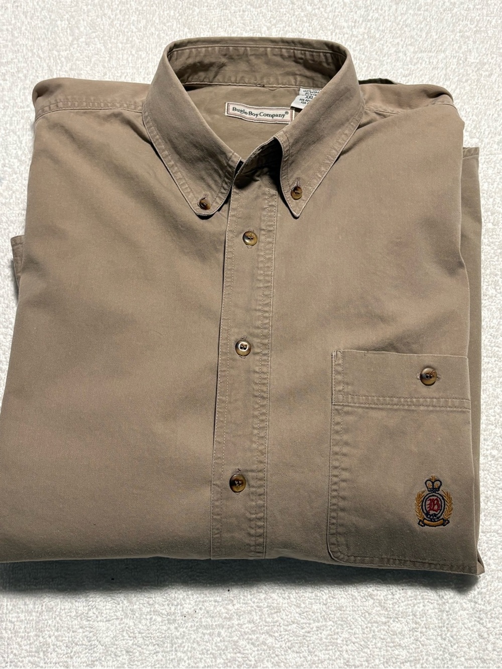 Vintage Bugle Boy 100% cotton xxl button down khaki shirt